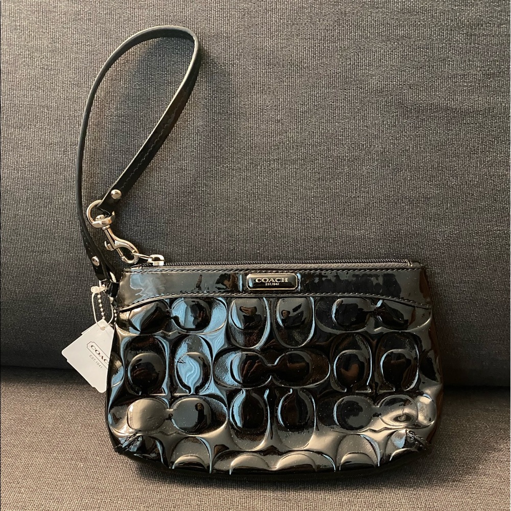 Coach Signature Patent Leather Wristlet
